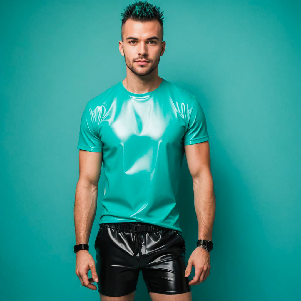 Submissive Man in Casual Latex Outfit