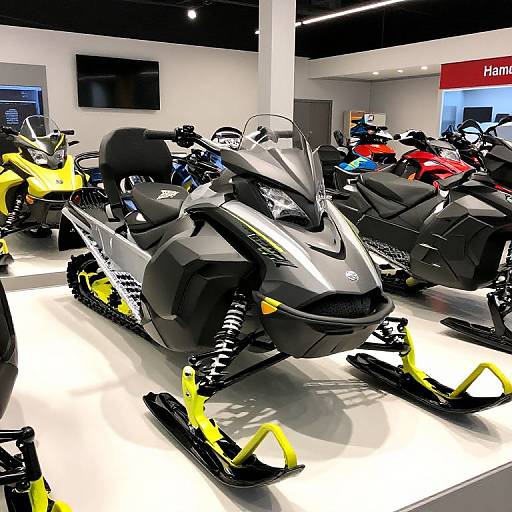 Sleek Snowmobile in Showroom Display