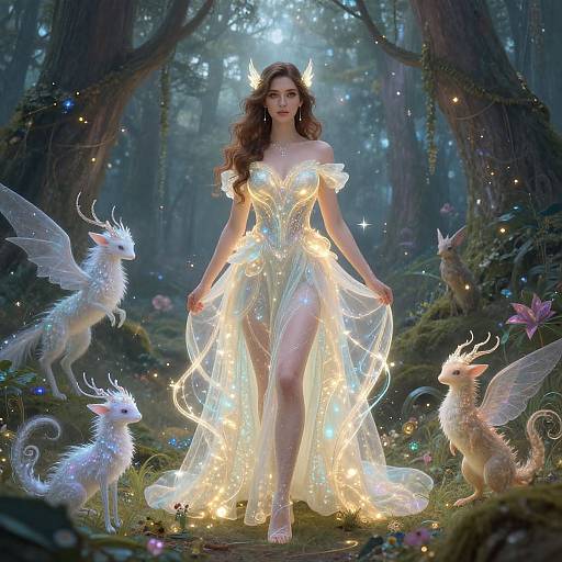 Ethereal Women in Enchanted Forest