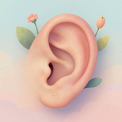 Surrealist Ears Blooming with Nature