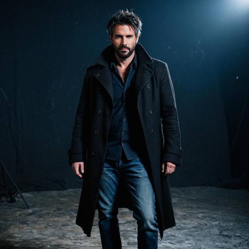 Man in Dark Wool Coat and Worn Jeans