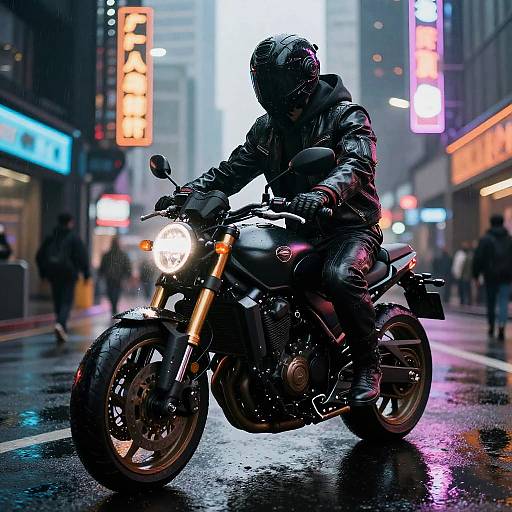 Futuristic Biker in Neon Cyberpunk