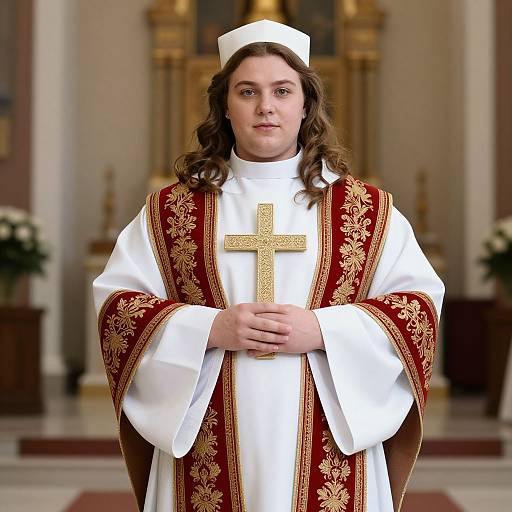 Plus Size Priest Costume in White Robe