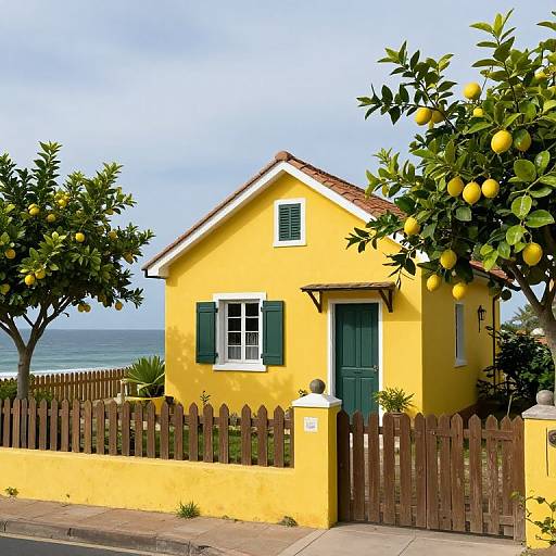 Quaint Yellow House by Ocean