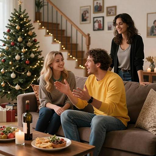 Festive Living Room Family Gathering