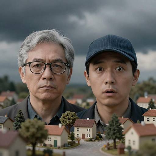 Surreal Portraits Over Miniature Village