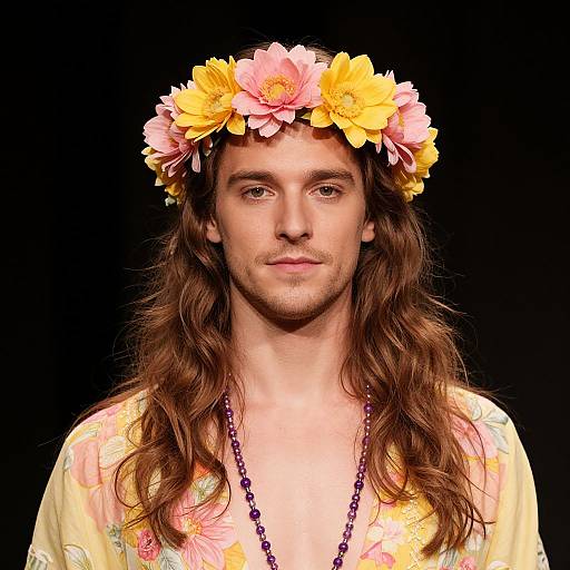 Man in Floral Dress with Crown