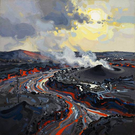 Volcanic Lava Fields in Abstract Expressionism