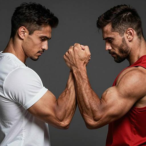 Muscular Men in Intense Grip Photo