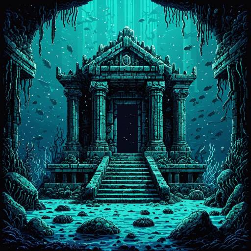 Abandoned Underwater Temple in Cosmic Horror Style