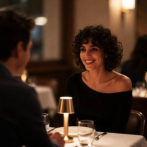 Candid Moment in a Romantic Restaurant