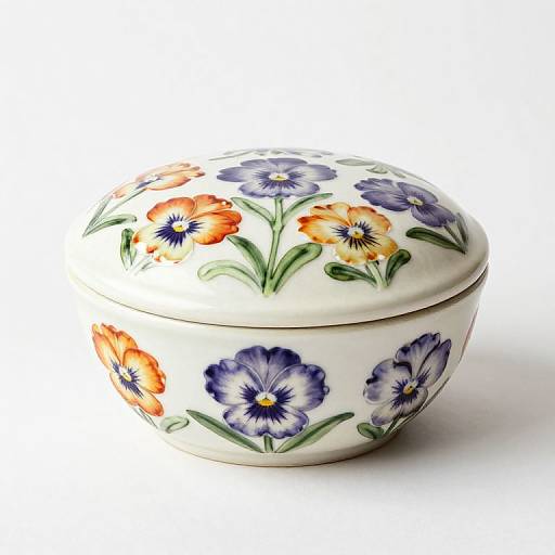 Handcrafted Porcelain Pansy Ceramic Box