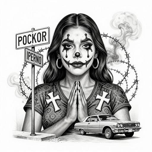 Detailed Chicano Art: Tear-Streaked Mujer