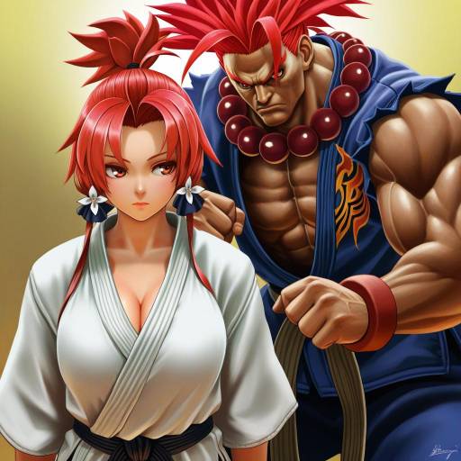Illustration of Akuma (street fighter), street fighter in the style of Abazu-red