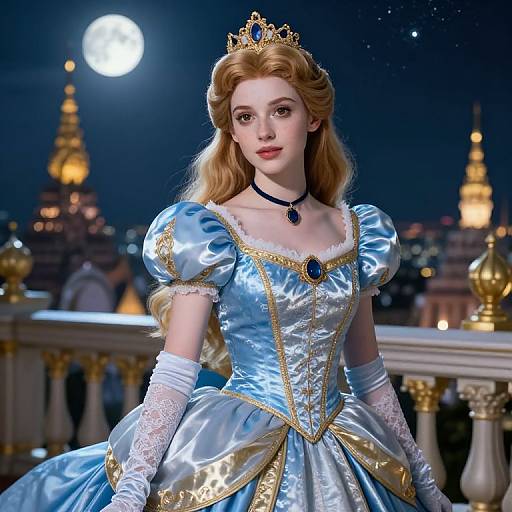 Freckled Princess on Moonlit Balcony