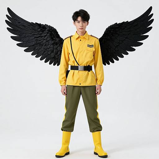Realistic Male in Yellow Wings Costume