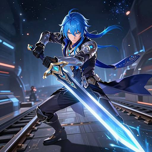 Blue-Haired Warrior on Star Rail