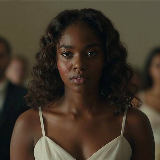 Cinematic Portrait of Young Woman in White