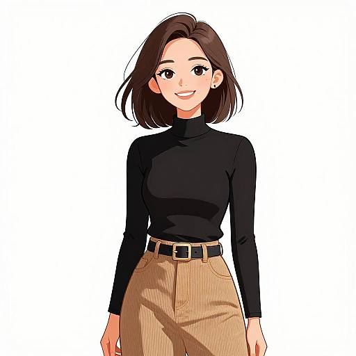 Smiling Woman in Casual Chic Outfit