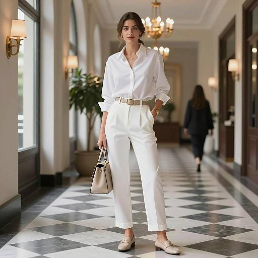 Elegant Fashion Model in Stylish Corridor