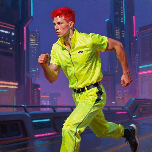 Neon Cyberpunk Courier Portrait