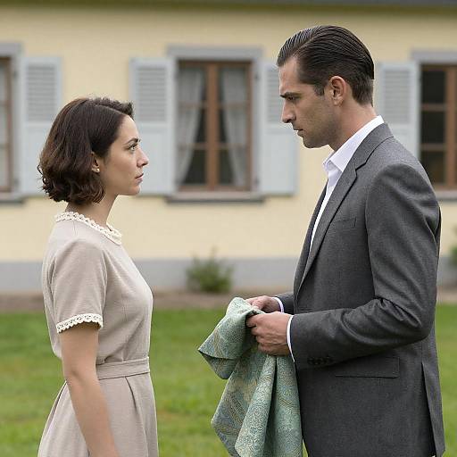 Intense Encounter in a Garden Setting