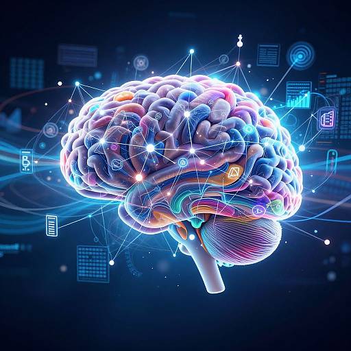 Abstract Brain with Flowing Data