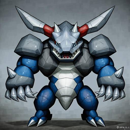 Illustration of Aggron, pokemon in the style of M k