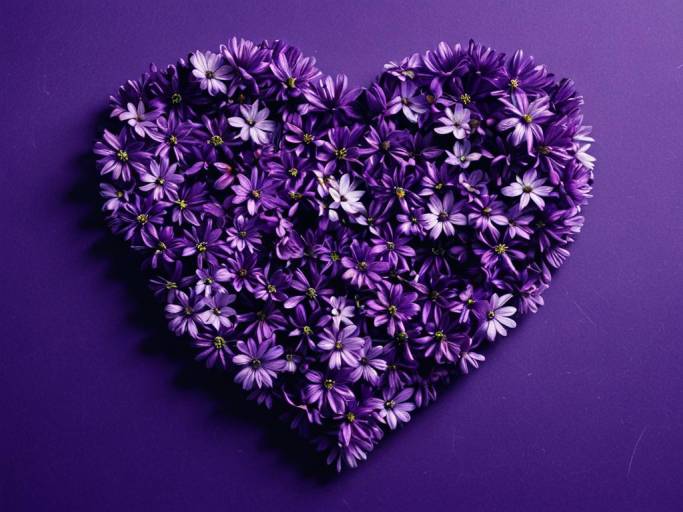 Purple Floral Heart Pattern Wallpaper