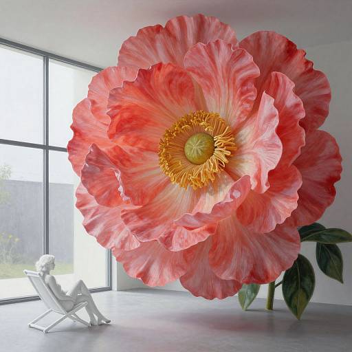Surreal Woman by Window with Flower