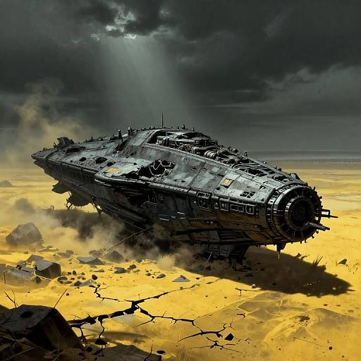 Dystopian Wreckage of a Colossal Spaceship