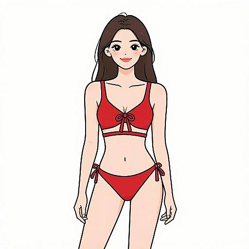 Smiling Woman in Stylish Red Bikini
