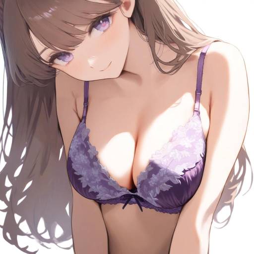 Charming Fujishima Megumi in Purple Bra