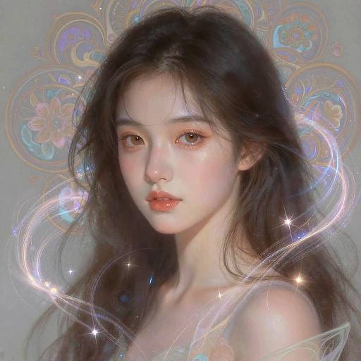 Ethereal Portrait of Brunette Woman with Magical Glow