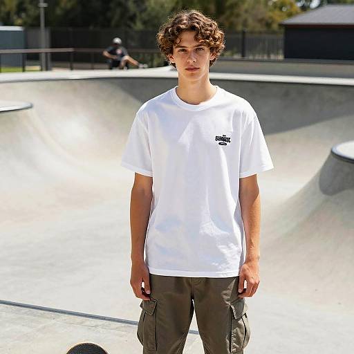 Wavy Mullet Style in Skate Park