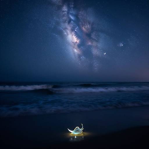 Mystical Ocean Night Sky Scene