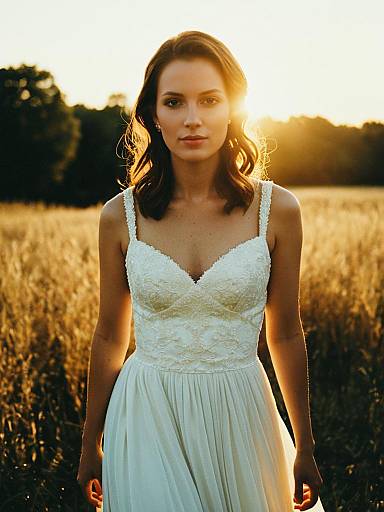 Bride in Wedding Dress at Golden Hour