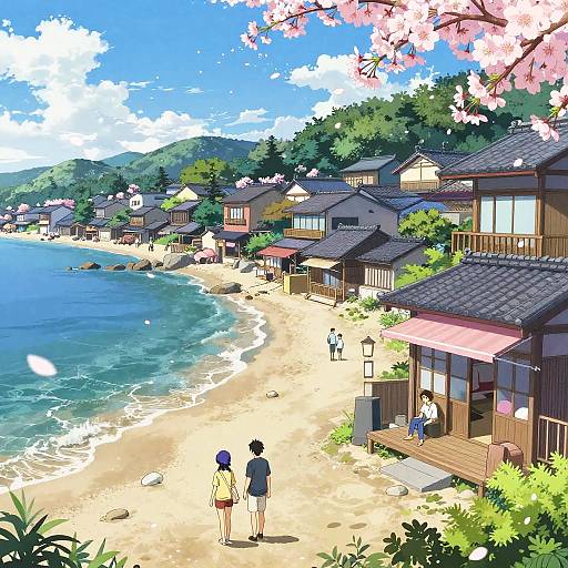 Peaceful Seaside Anime Summer Scene