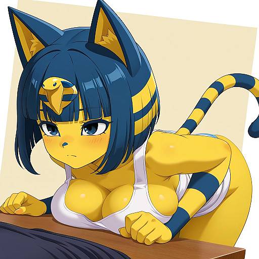 Illustration of Ankha (animal crossing), animal crossing in the style of Tooo