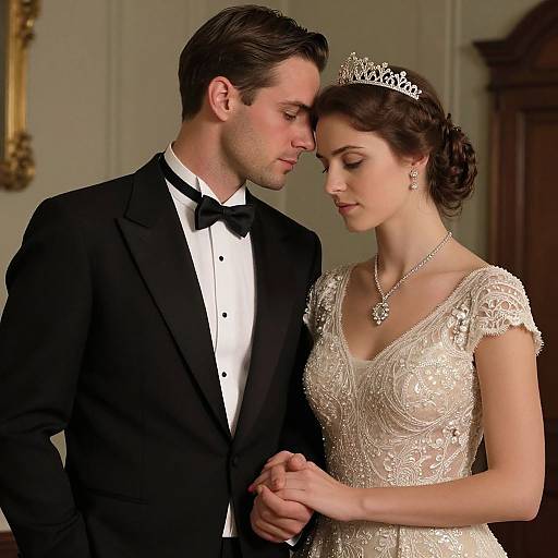 Vintage Elegance: Tender Couple Moment