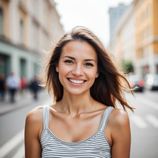 Smiling Woman Portrait in City Lights