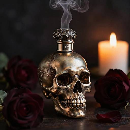 Baroque Skull Perfume Bottle Scene