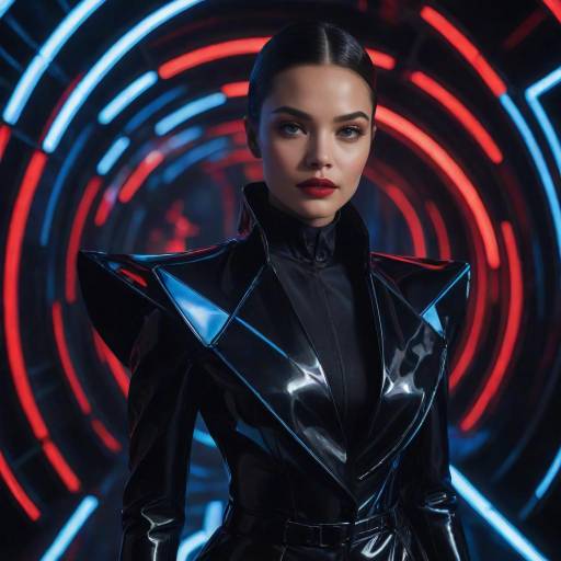 Futuristic Fashion Portrait with Geometric Background