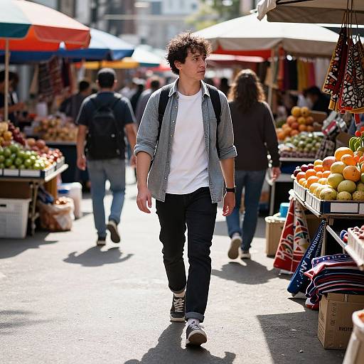 Confident Adult in Vibrant Urban Market