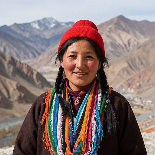 Woman in Vibrant Ladakh Attire