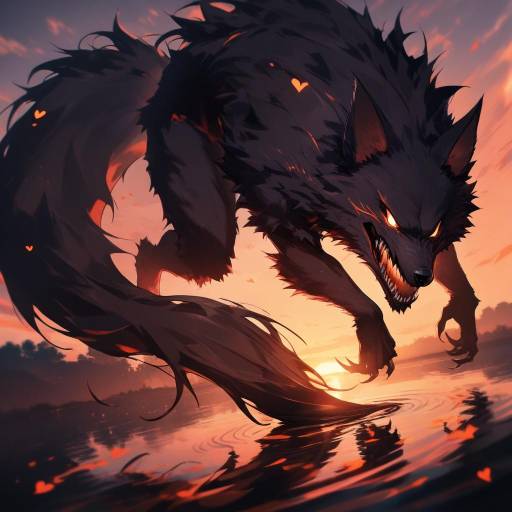 Dynamic Werewolf at Sunset Reflection Dynamic Werewolf at Sunset Reflection