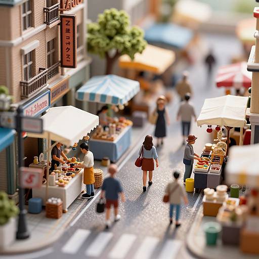 Ultra-Realistic Miniature City Market Scene