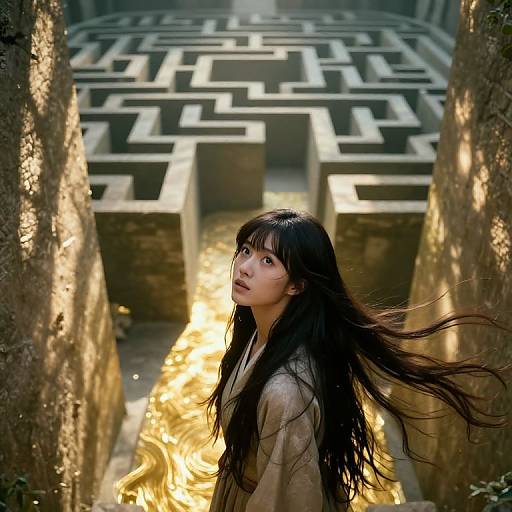 Golden-Haired Girl in Mystical Maze