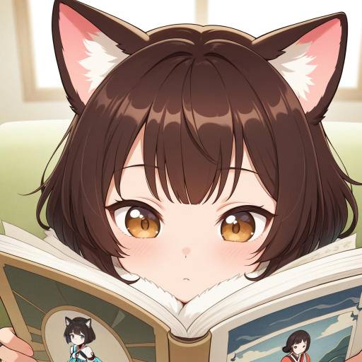 Charming Anime Cat Girl in Sunlit Nook Charming Anime Cat Girl in Sunlit Nook
