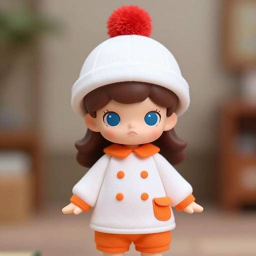 Doll in White and Orange Outfit